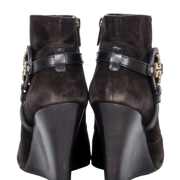 Tory Burch - Brown Suede "Aaden" Wedge Ankle Booties - Picture 4 of 13